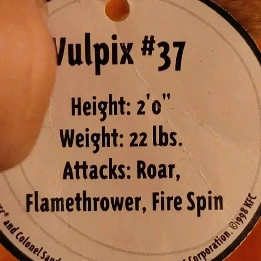KFC Official Pokemon #37 VULPIX Plush Special Edition Nintendo 6